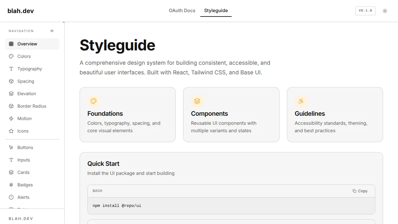 Styleguide screenshot